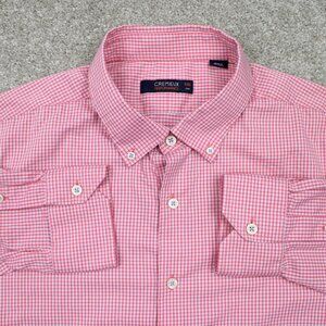 Cremieux Performance Shirt Mens‎ 2XL XXL Pink/White Cotton/Nylon Stretch L/S